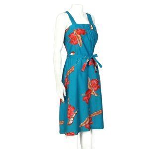 Vintage 70s Hawaiian Aloha Dress by Resort Line Blue Red Sleeveless size S - 473